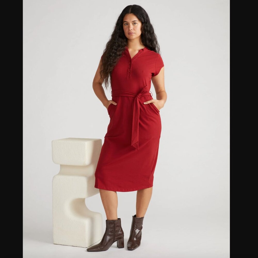 NWT Universal Standard Band Collar Jersey Tie Travel Dress in Rich Soil -22/24